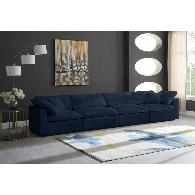 Meridian Cozy Navy Velvet Comfort Modular Sofa IMAGE 4