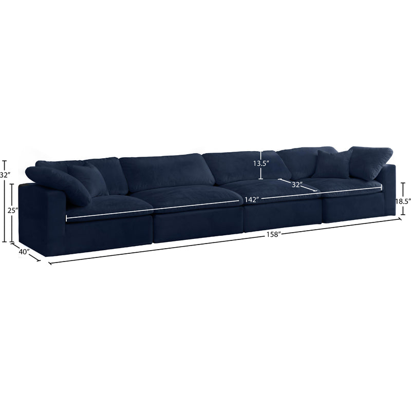 Meridian Cozy Navy Velvet Comfort Modular Sofa IMAGE 8