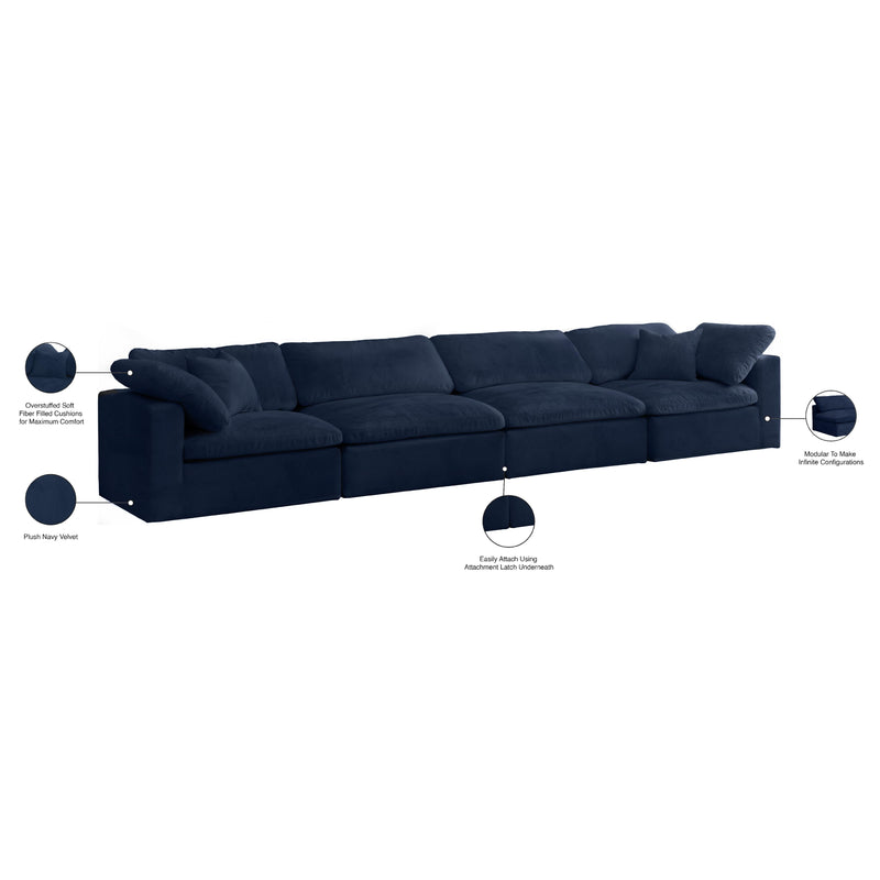 Meridian Cozy Navy Velvet Comfort Modular Sofa IMAGE 9