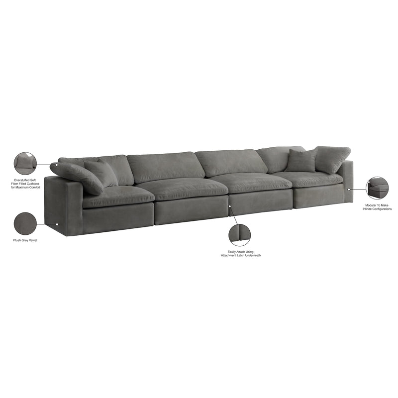 Meridian Cozy Grey Velvet Comfort Modular Sofa IMAGE 9