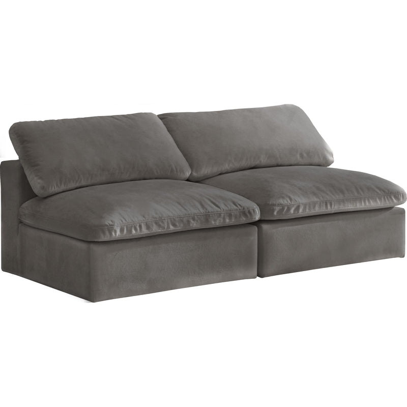 Meridian Cozy Grey Velvet Comfort Modular Armless Sofa IMAGE 1