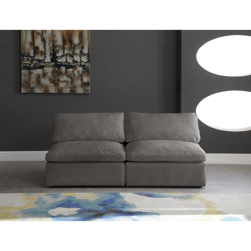 Meridian Cozy Grey Velvet Comfort Modular Armless Sofa IMAGE 3