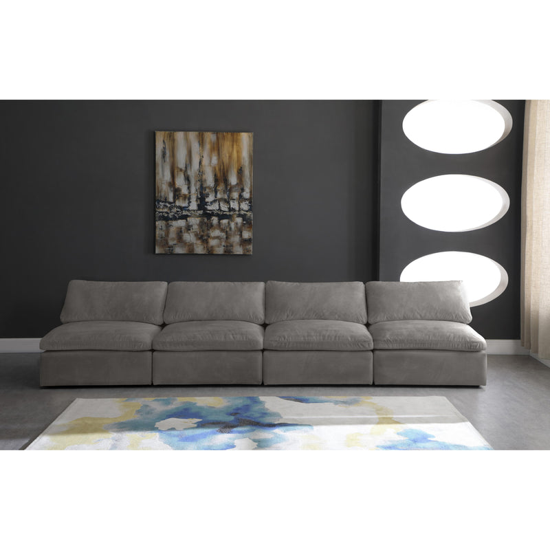 Meridian Cozy Grey Velvet Comfort Modular Armless Sofa IMAGE 3