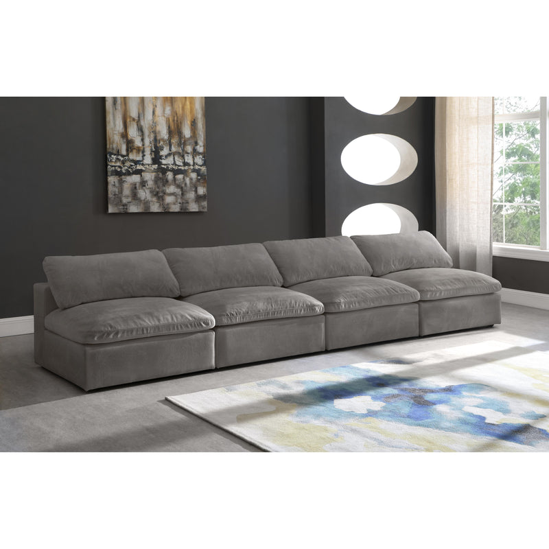 Meridian Cozy Grey Velvet Comfort Modular Armless Sofa IMAGE 4