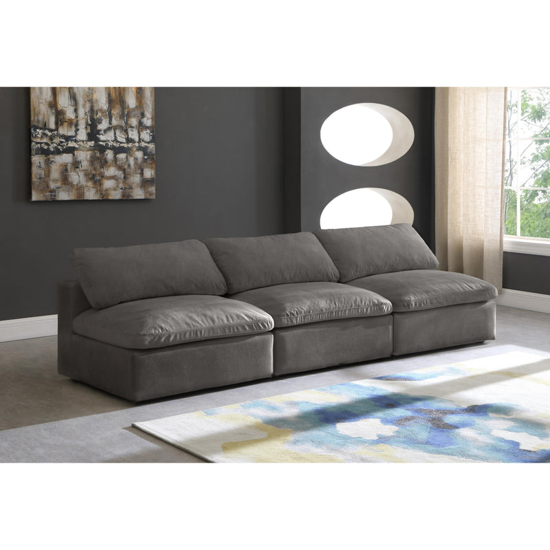 Meridian Cozy Grey Velvet Comfort Modular Armless Sofa IMAGE 4