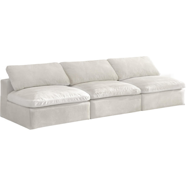 Meridian Cozy Cream Velvet Comfort Modular Armless Sofa IMAGE 1