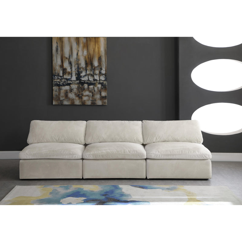 Meridian Cozy Cream Velvet Comfort Modular Armless Sofa IMAGE 3