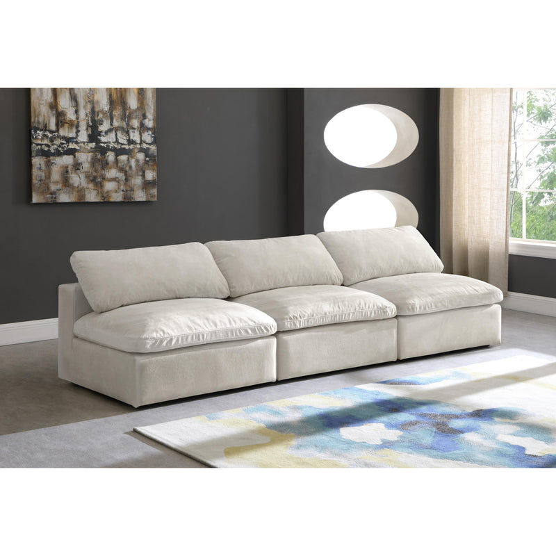 Meridian Cozy Cream Velvet Comfort Modular Armless Sofa IMAGE 4