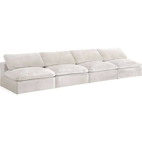 Meridian Cozy Cream Velvet Comfort Modular Armless Sofa IMAGE 1