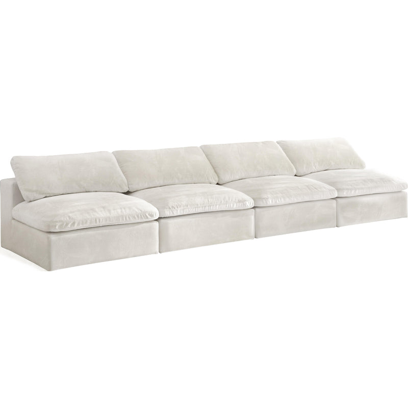 Meridian Cozy Cream Velvet Comfort Modular Armless Sofa IMAGE 1