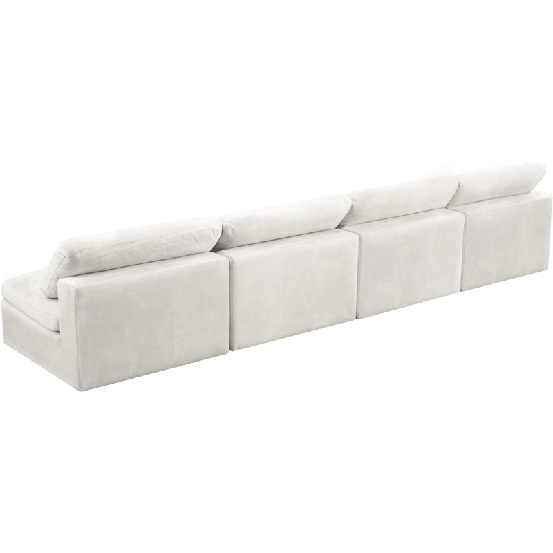 Meridian Cozy Cream Velvet Comfort Modular Armless Sofa IMAGE 2