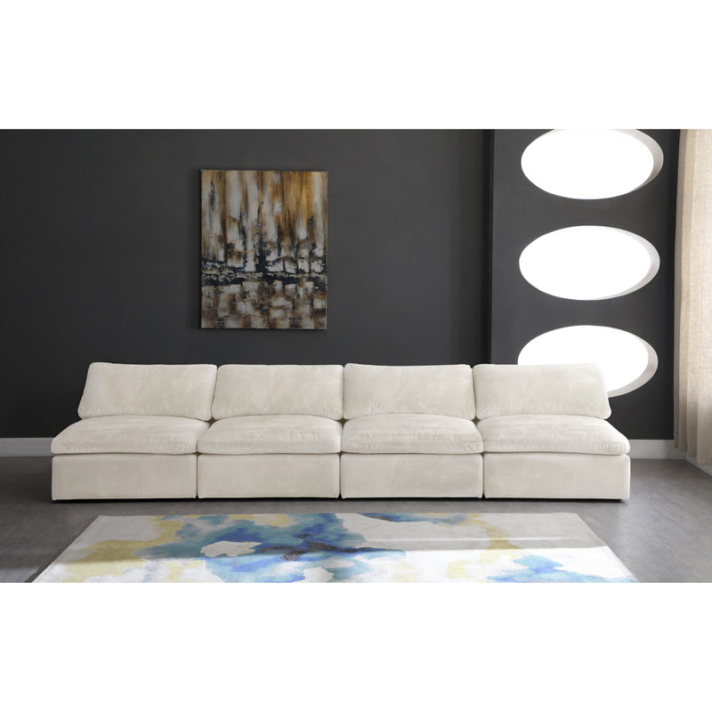 Meridian Cozy Cream Velvet Comfort Modular Armless Sofa IMAGE 3