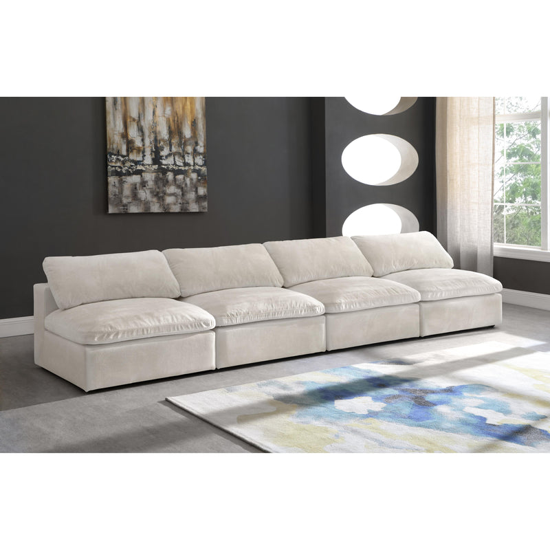 Meridian Cozy Cream Velvet Comfort Modular Armless Sofa IMAGE 4