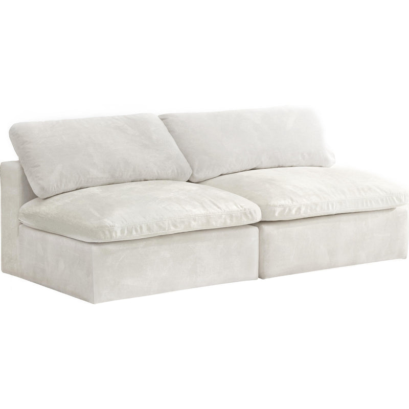 Meridian Cozy Cream Velvet Comfort Modular Armless Sofa IMAGE 1