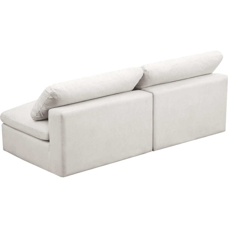 Meridian Cozy Cream Velvet Comfort Modular Armless Sofa IMAGE 2