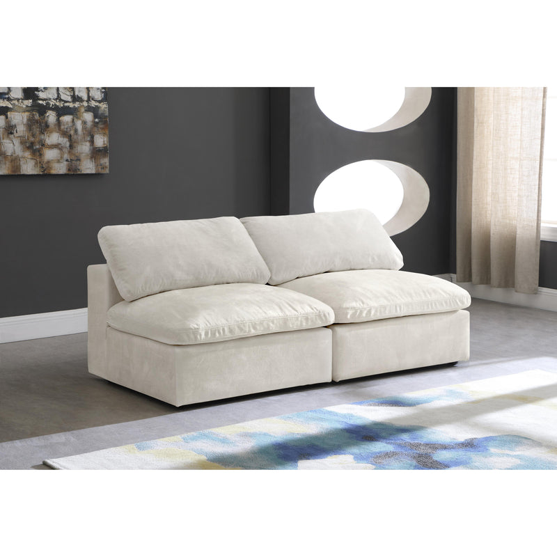 Meridian Cozy Cream Velvet Comfort Modular Armless Sofa IMAGE 3