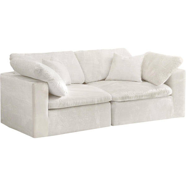 Meridian Cozy Cream Velvet Comfort Modular Sofa IMAGE 1