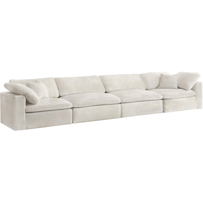 Meridian Cozy Cream Velvet Comfort Modular Sofa IMAGE 1