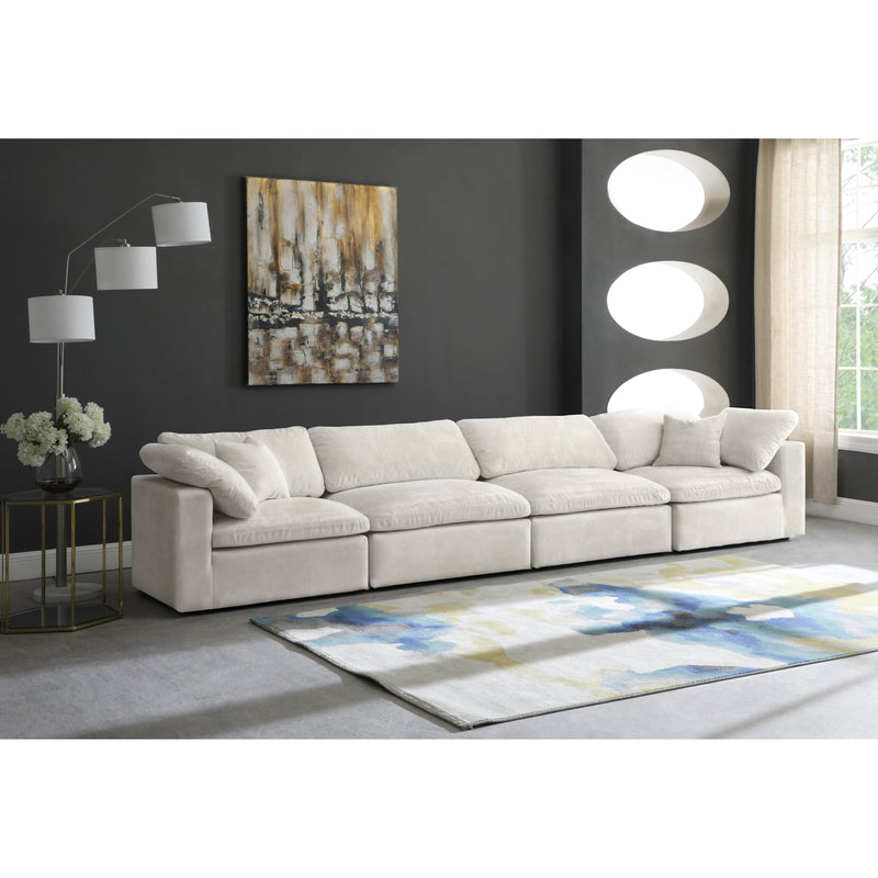 Meridian Cozy Cream Velvet Comfort Modular Sofa IMAGE 4