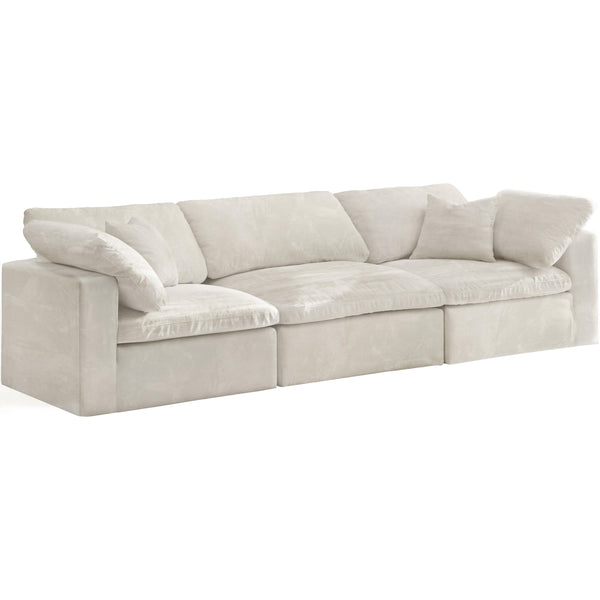 Meridian Cozy Cream Velvet Comfort Modular Sofa IMAGE 1