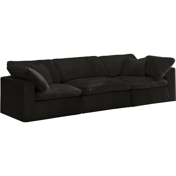 Meridian Cozy Black Velvet Comfort Modular Sofa IMAGE 1