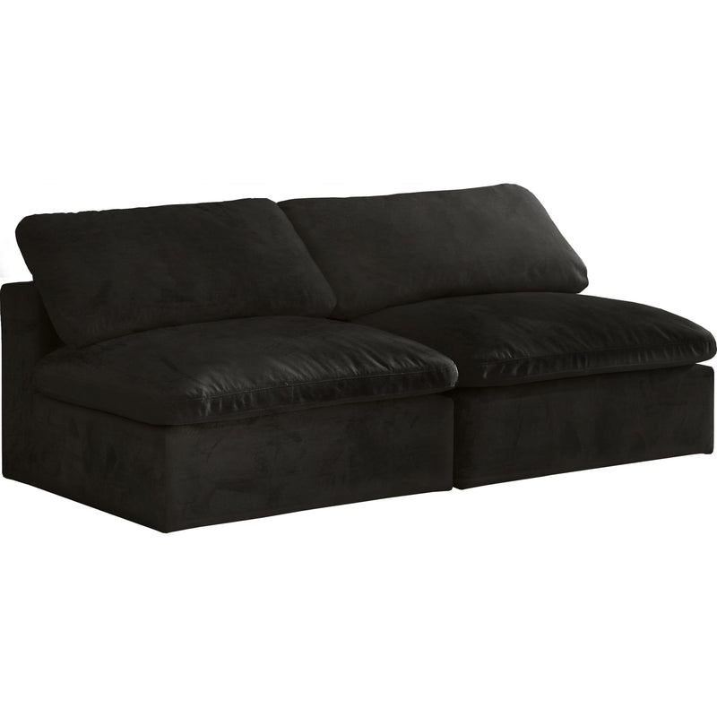 Meridian Cozy Black Velvet Comfort Modular Armless Sofa IMAGE 1