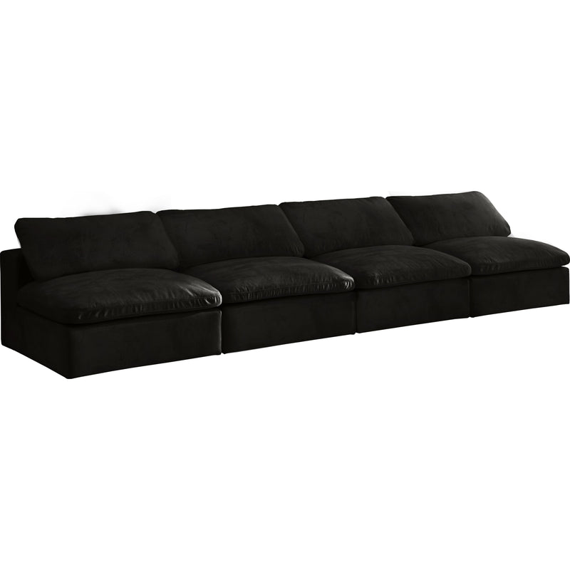 Meridian Cozy Black Velvet Comfort Modular Armless Sofa IMAGE 1