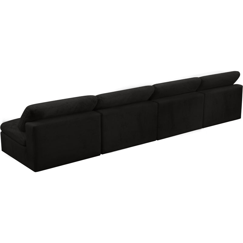 Meridian Cozy Black Velvet Comfort Modular Armless Sofa IMAGE 2