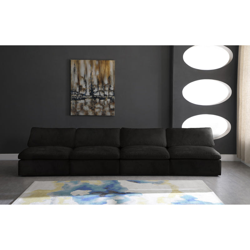 Meridian Cozy Black Velvet Comfort Modular Armless Sofa IMAGE 3