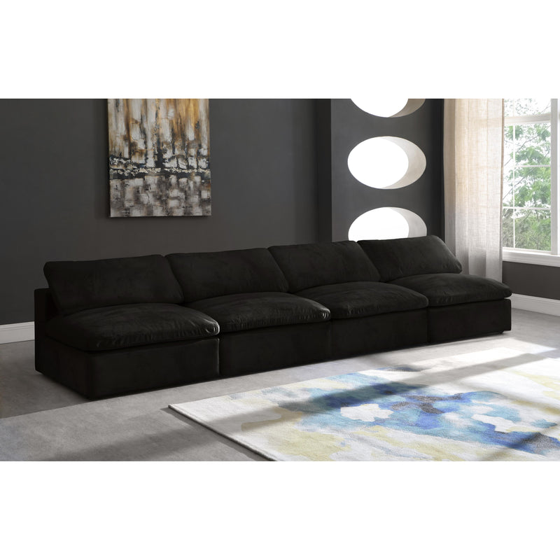 Meridian Cozy Black Velvet Comfort Modular Armless Sofa IMAGE 4