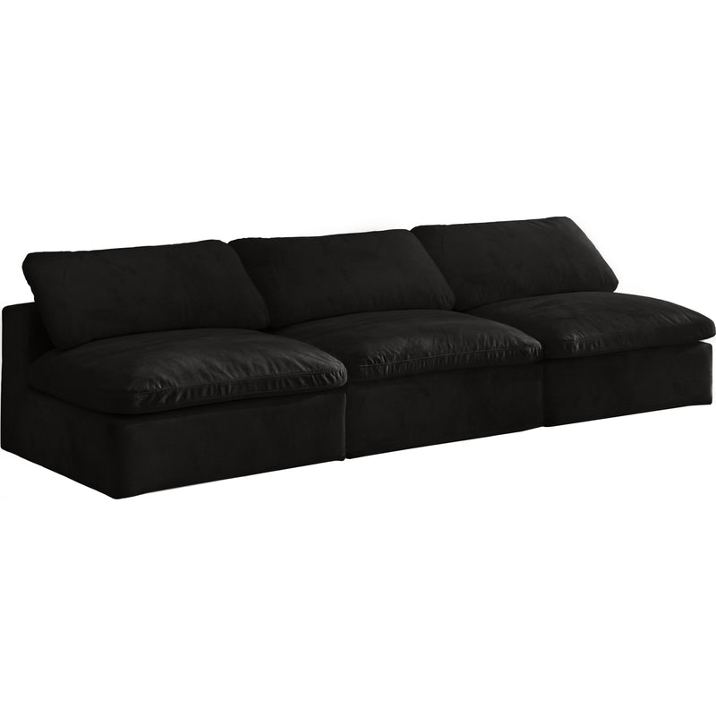 Meridian Cozy Black Velvet Comfort Modular Armless Sofa IMAGE 1