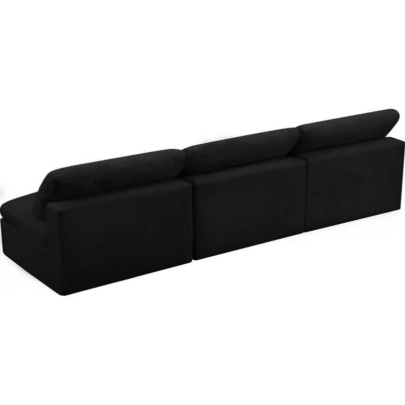 Meridian Cozy Black Velvet Comfort Modular Armless Sofa IMAGE 2