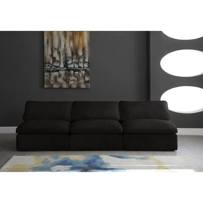 Meridian Cozy Black Velvet Comfort Modular Armless Sofa IMAGE 3