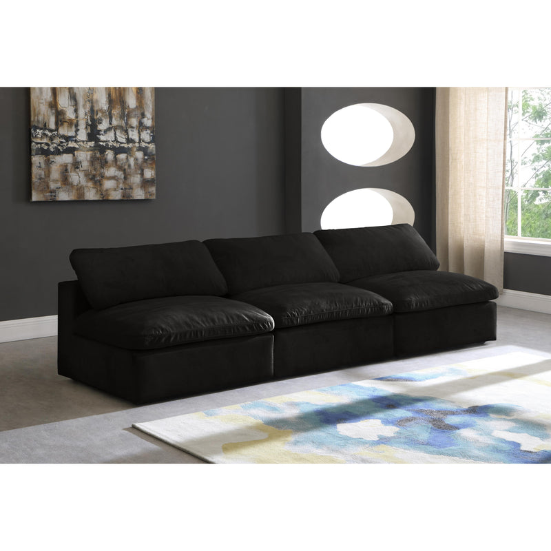 Meridian Cozy Black Velvet Comfort Modular Armless Sofa IMAGE 4