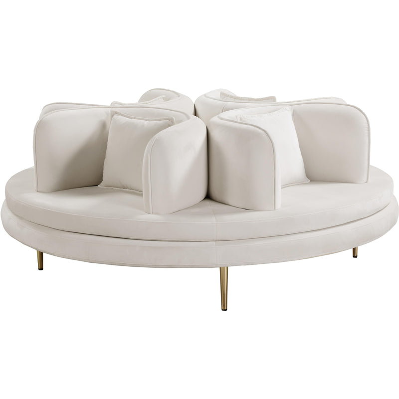 Meridian Circlet Cream Velvet Round Sofa Settee IMAGE 1