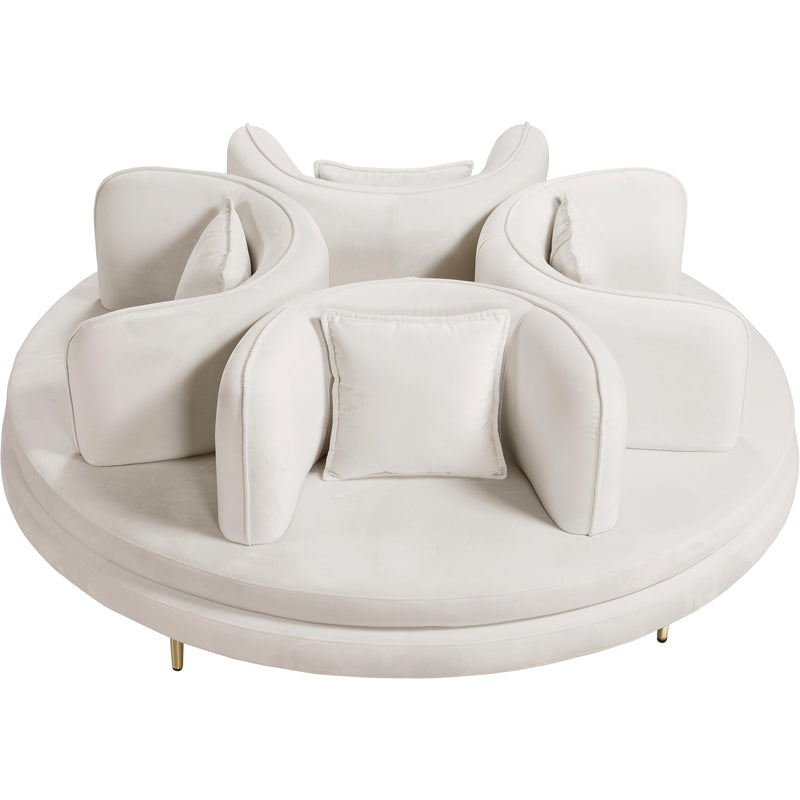 Meridian Circlet Cream Velvet Round Sofa Settee IMAGE 2