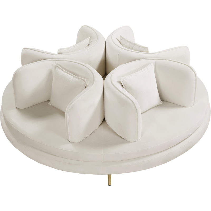 Meridian Circlet Cream Velvet Round Sofa Settee IMAGE 3