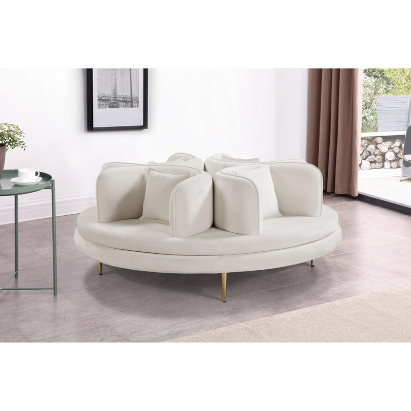 Meridian Circlet Cream Velvet Round Sofa Settee IMAGE 8