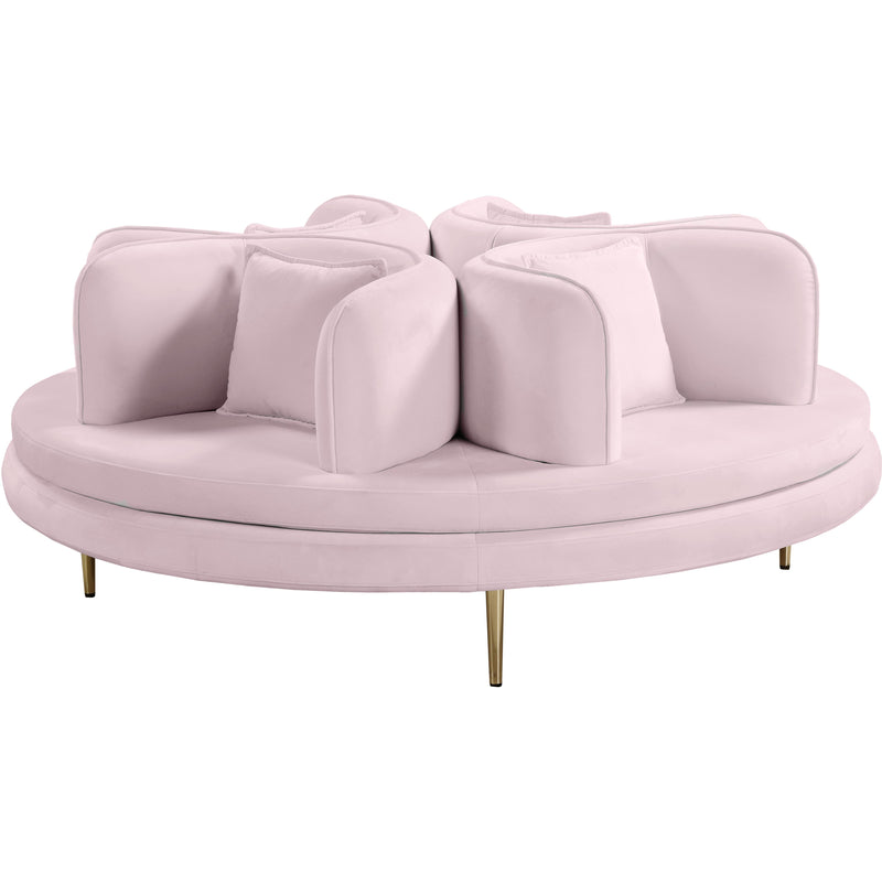 Meridian Circlet Pink Velvet Round Sofa Settee IMAGE 1