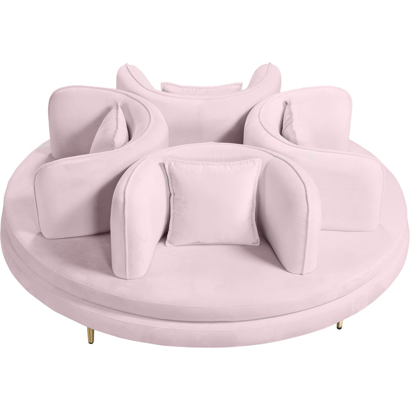 Meridian Circlet Pink Velvet Round Sofa Settee IMAGE 2