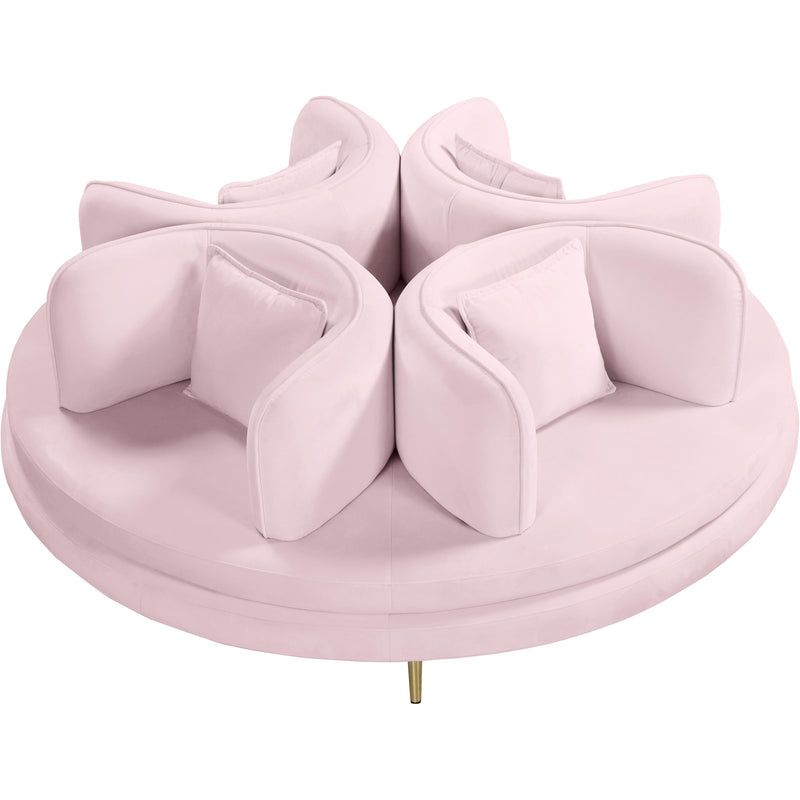 Meridian Circlet Pink Velvet Round Sofa Settee IMAGE 3