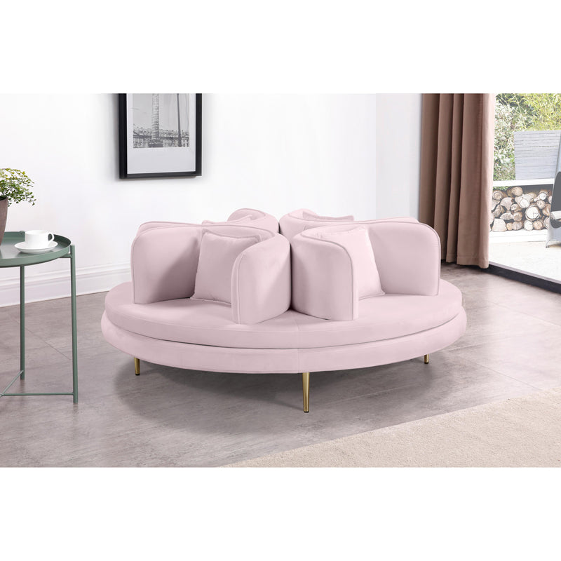 Meridian Circlet Pink Velvet Round Sofa Settee IMAGE 8