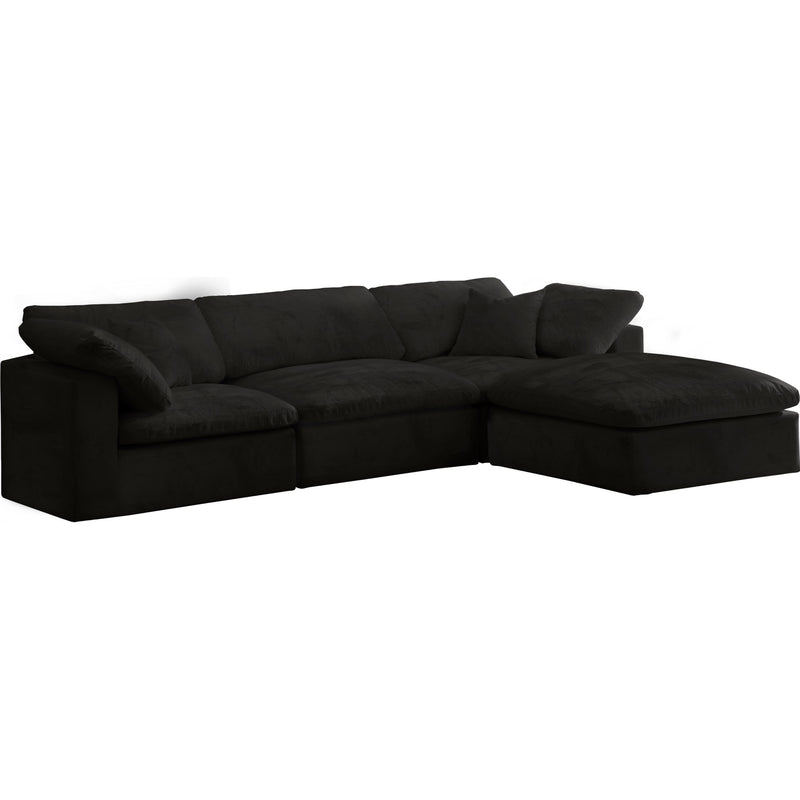 Meridian Cozy Black Velvet Comfort Modular Sectional IMAGE 1