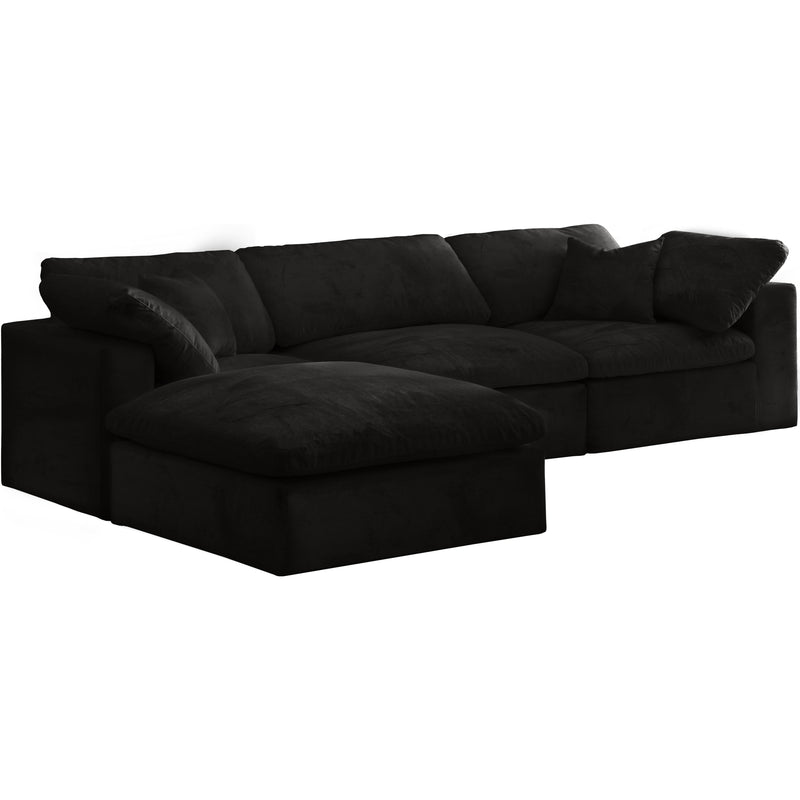 Meridian Cozy Black Velvet Comfort Modular Sectional IMAGE 2