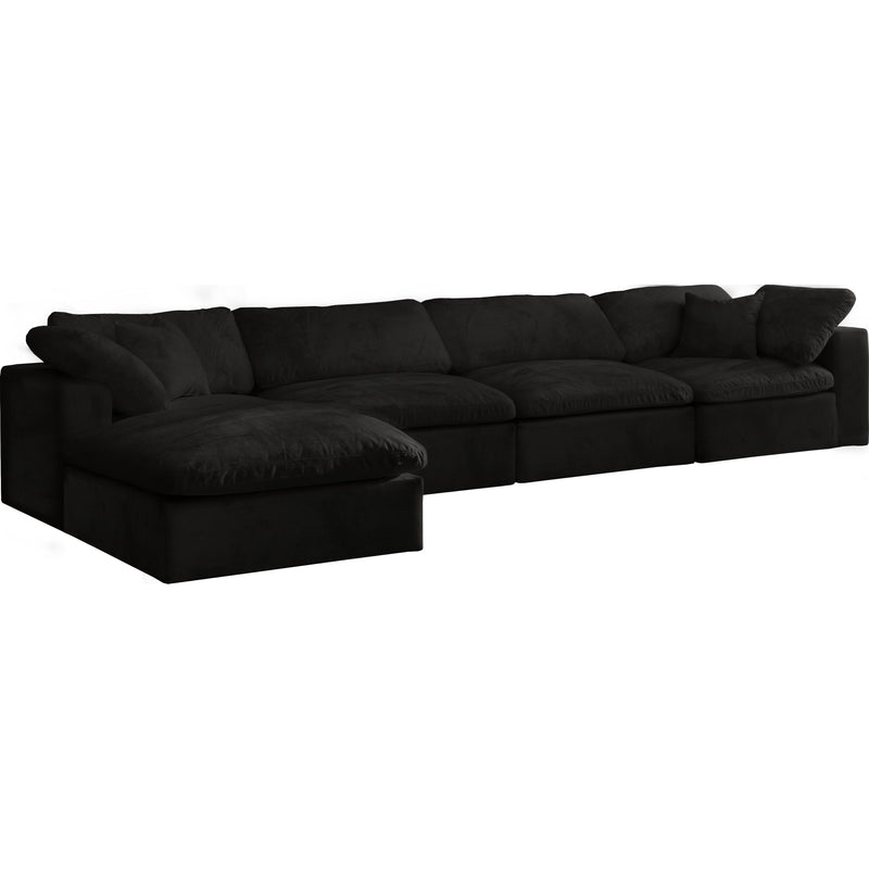 Meridian Cozy Black Velvet Comfort Modular Sectional IMAGE 2