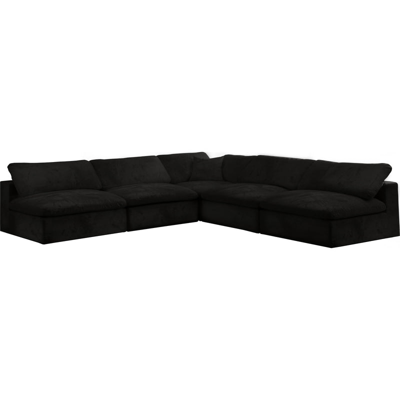 Meridian Cozy Black Velvet Comfort Modular Sectional IMAGE 1