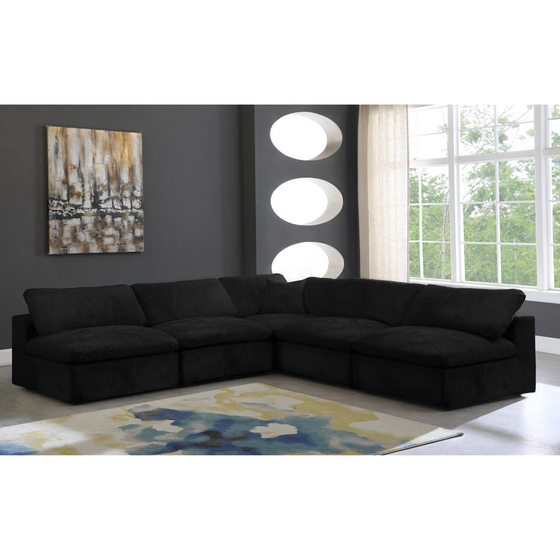 Meridian Cozy Black Velvet Comfort Modular Sectional IMAGE 3