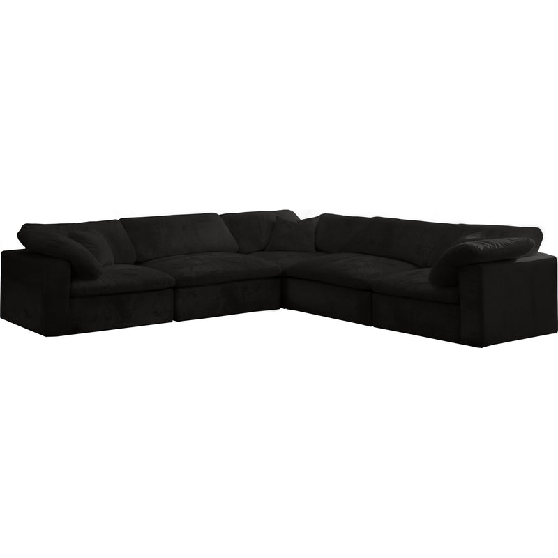 Meridian Cozy Black Velvet Comfort Modular Sectional IMAGE 1