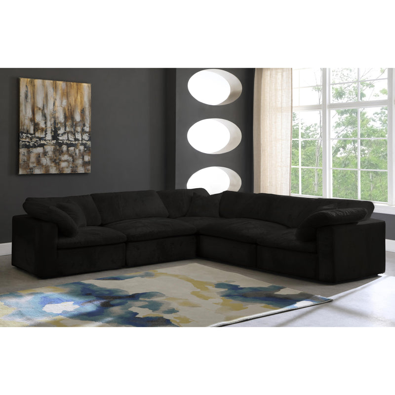 Meridian Cozy Black Velvet Comfort Modular Sectional IMAGE 3