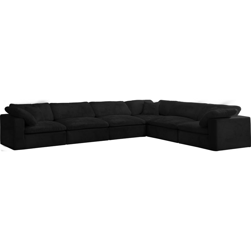 Meridian Cozy Black Velvet Comfort Modular Sectional IMAGE 1